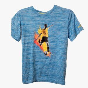 Spalding Boys Large Soccer Graphic T shirt Short Sleeve crew neck Blue Polyester